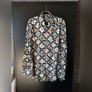 Haupt Geometric Beige Button Down Long Sleeve - Men large 41/42